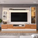 Ver imagem 2 de Estante Home Noble 270cm para Tv até 75” com Cristaleira, Torre com Led e Portas Reflecta em Mdp/