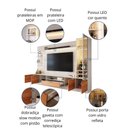 Ver imagem 5 de Estante Home Noble 270cm para Tv até 75” com Cristaleira, Torre com Led e Portas Reflecta em Mdp/