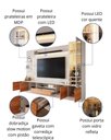 Ver mais imagens de Estante Home Noble 270cm para TV até 75” com Cristaleira, Torre com LED e Portas Reflecta em MDP/