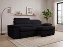 Ver imagem 1 de Sofá Niko 2,50m com Molas Retrátil Reclinável Velosuede - Netsofas - Preto