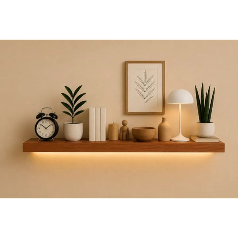 Prateleira MDF 30mm LED 90x20 Suporte Invisivel Italian Noce 3000k Bivolt
