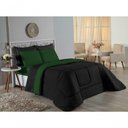 Ver imagem 4 de Kit Edredom Dupla Face + Jogo de Lençol Casal Nobre 7 Peças Malha 100% Algodão - Preto / Verde-