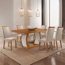 Ver imagem 1 de Mesa de Jantar Milena 180 cm Tampo MDF Laminado Canto Copo com 6 Cadeiras Aline