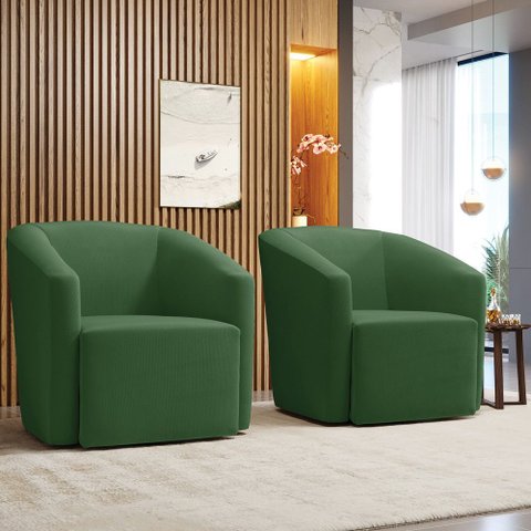 Poltrona Decorativa Base Giratória Kit 2 Stella Max Suede D03 - D’Rossi