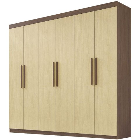 Guarda Roupa Leblon Castanho Linho 6 Portas 4 Gavetas D’doro