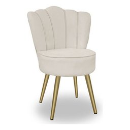 Cadeira para Studio Maquiagem Clinica Estética Veludo Bege Pés Dourado Bz Home Decor - 4