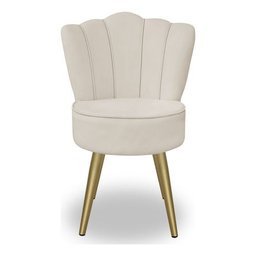 Cadeira para Studio Maquiagem Clinica Estética Veludo Bege Pés Dourado Bz Home Decor - 2