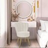 Cadeira para Studio Maquiagem Clinica Estética Veludo Bege Pés Dourado Bz Home Decor - 1
