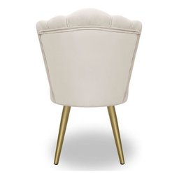 Cadeira para Studio Maquiagem Clinica Estética Veludo Bege Pés Dourado Bz Home Decor - 5