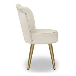 Cadeira para Studio Maquiagem Clinica Estética Veludo Bege Pés Dourado Bz Home Decor - 3