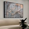 Quadro Decorativo Abstrato Mármore Cinza Perolado em Moldura Caixa Tacolado Moldura Trad 1cm Madeira - 1