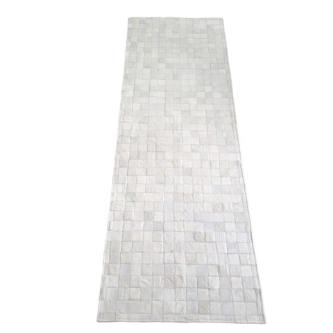 Tapete Couro Quadriculado 2,00x0,70m Branco 100% Bovino