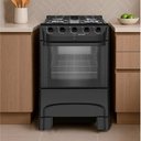 Ver imagem 2 de Fogão a Gas Mueller Mfi4bc 4 Bocas Preto Fosco Mesa Esmaltada - Bivolt