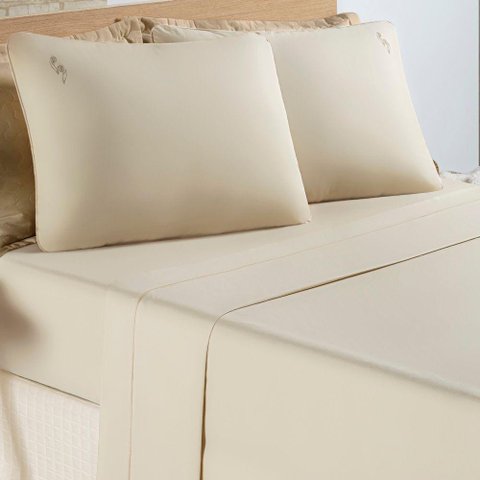 Jogo Cama Lençol Diana Casal Padrão Percal 200 Fios 100% Algodão 4 Peças - Cáqui