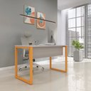 Ver imagem 1 de Escrivaninha Mesa Escritório X 150cm Industrial Cinza e Laranja Picasso