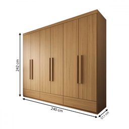 Guarda-roupa Casal Romênia 6 Portas 7 Gavetas Camaru - Panorama Móveis - 4