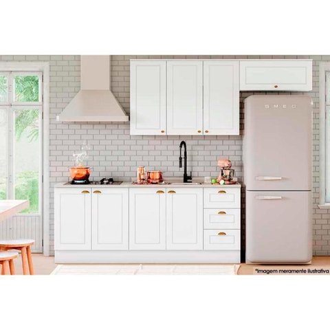 Cozinha Modulada Completa Americana 5pçs (2 Armários 2 Balcões 1 Complemento) C5p15 Branco - Henn