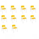 Ver imagem 1 de Kit 10 Cadeira Iso Infantil Creche, Base Branco Amarelo