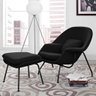 Poltrona Womb Chair com Puff Base Preta Linho Preto - 1