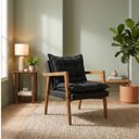 Ver imagem 1 de Poltrona Confortável Sala de Estar Design Elegante Estrutura Madeira Estofado Bouclê Sofisticado