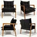 Ver imagem 3 de Poltrona Confortável Sala de Estar Design Elegante Estrutura Madeira Estofado Bouclê Sofisticado