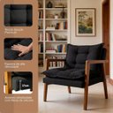 Ver imagem 2 de Poltrona Confortável Sala de Estar Design Elegante Estrutura Madeira Estofado Bouclê Sofisticado