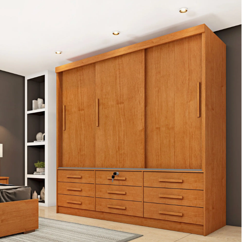 Guarda Roupa Chicago 3 Portas 9 Gavetas - Móveis Tcil