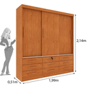 Ver imagem 2 de Guarda Roupa Chicago 3 Portas 9 Gavetas - Móveis Tcil