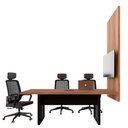 Ver imagem 3 de Mesa de Reunião Design Industrial 2,00 m com Caixa de Tomadas e Painel para TV F5 Office