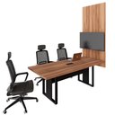 Ver imagem 4 de Mesa de Reunião Design Industrial 2,00 m com Caixa de Tomadas e Painel para TV F5 Office