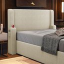 Ver imagem 2 de Cabeceira Estofada Duetto para Cama Box King 195cm com Porta Copo Bouclê Bege - Desk Design