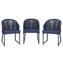 Ver imagem 1 de 3 Cadeira Noronha Aluminio Micro Pintura Azul Marinho, Tr. Telinha Corda Nautica Azul Marinho,