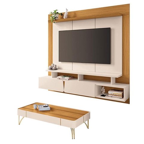 Home Suspenso Zenith Off White Cinamomo com Mesa de Centro Cadenza Off White Cinamomo - Hb Móveis