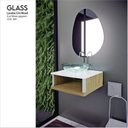 Ver imagem 2 de Lavabo e Espelho Orgânico 35cm x 43cm Wood Marrom/Branco