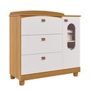 Ver imagem 1 de Cômoda Infantil 3 Gavetas 1 Porta Quarto Criança Multiuso Enxoval do Bebê 100% Mdf Cor Branco/nature