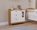 Ver imagem 2 de Cômoda Infantil 3 Gavetas 1 Porta Quarto Criança Multiuso Enxoval do Bebê 100% Mdf Cor Branco/nature