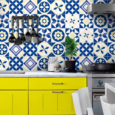 Adesivo de Azulejo Geométrico Azul 1 Arte Destaque