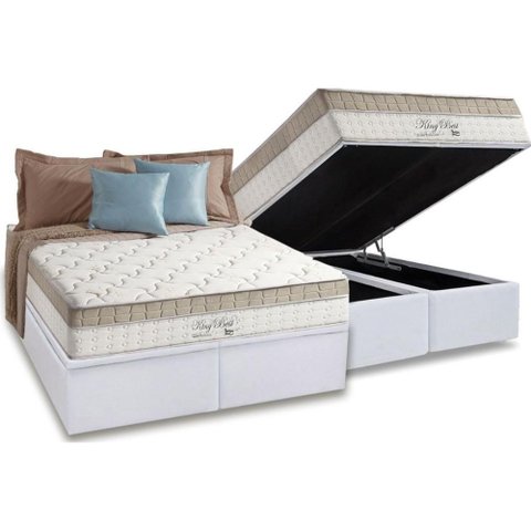 Cama Box Baú Queen: Colchão Molas Masterpocket Ensacadas D Angelis Anjos Conjunto Box Baú - Anjos
