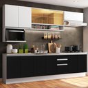 Ver imagem 2 de Cozinha Completa Armário Balcão Branco/Preto Madesa