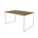 Ver imagem 1 de Mesa de Jantar Industrial 6 Lugares Amêndoa 140x90 Base Aço Branco