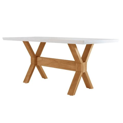 Mesa para Sala de Jantar Star 180cm Tampo Canto Moeda Vidro Cinamomo Imbua/ Laqueado Off