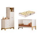 Ver imagem 4 de Quarto de Bebê com Berço Fantasia e Guarda Roupa com Cômoda Flora Branco Qmovi + Colchão Gazin