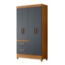 Ver imagem 1 de Guarda-roupa Madri Pequeno Quarto 4 Portas 2 Gavetas Freijo com Cinza