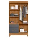 Ver imagem 3 de Guarda-roupa Madri Pequeno Quarto 4 Portas 2 Gavetas Freijo com Cinza
