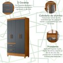 Ver imagem 4 de Guarda-roupa Madri Pequeno Quarto 4 Portas 2 Gavetas Freijo com Cinza
