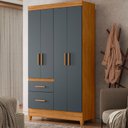 Ver imagem 2 de Guarda-roupa Madri Pequeno Quarto 4 Portas 2 Gavetas Freijo com Cinza
