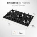 Ver imagem 3 de Cooktop 5 Bocas Tripla Chama 3,1KW com Vidro Temperado Base Inox Clarice