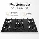 Ver imagem 4 de Cooktop 5 Bocas Tripla Chama 3,1KW com Vidro Temperado Base Inox Clarice