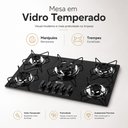 Ver imagem 6 de Cooktop 5 Bocas Tripla Chama 3,1KW com Vidro Temperado Base Inox Clarice