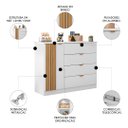 Ver imagem 5 de Guarda Roupa e Cômoda Infantil 1 Porta Ripada Ayla Branco - Phoenix